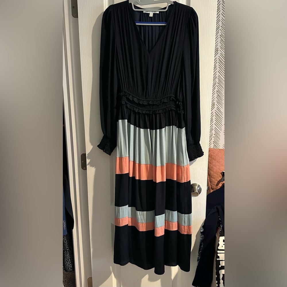 Adyson  Parker satin colorblock midi maxi dress M